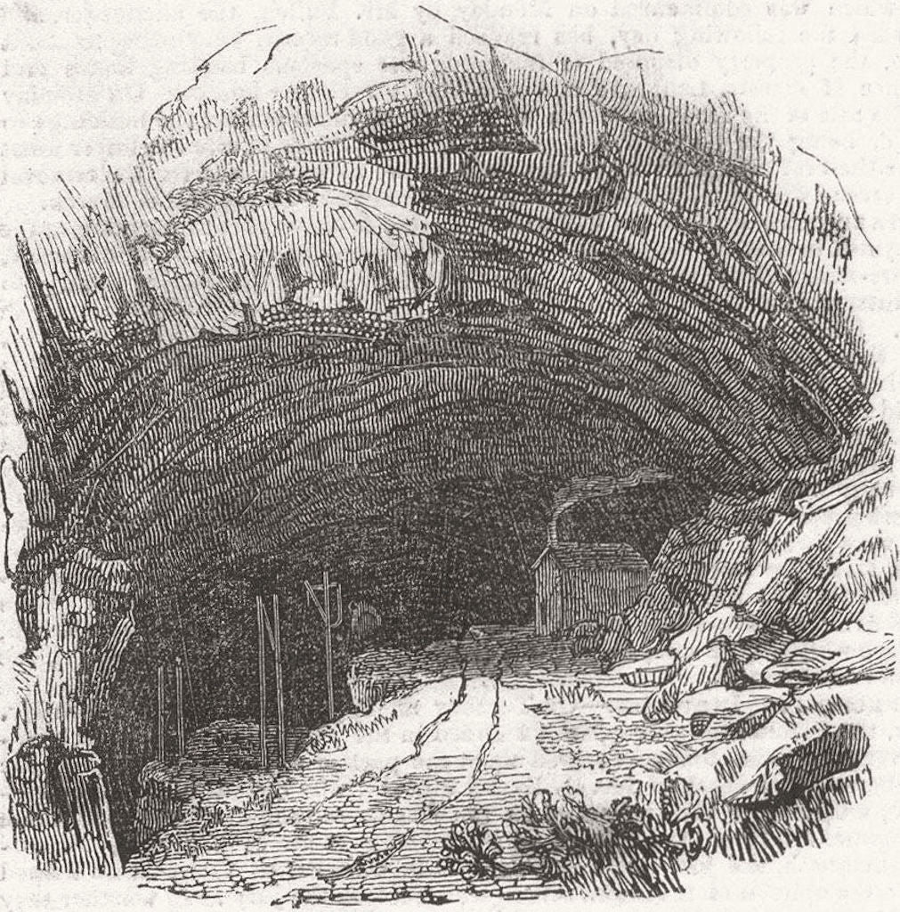 DERBYS. Peak Cavern 1844 old antique vintage print picture